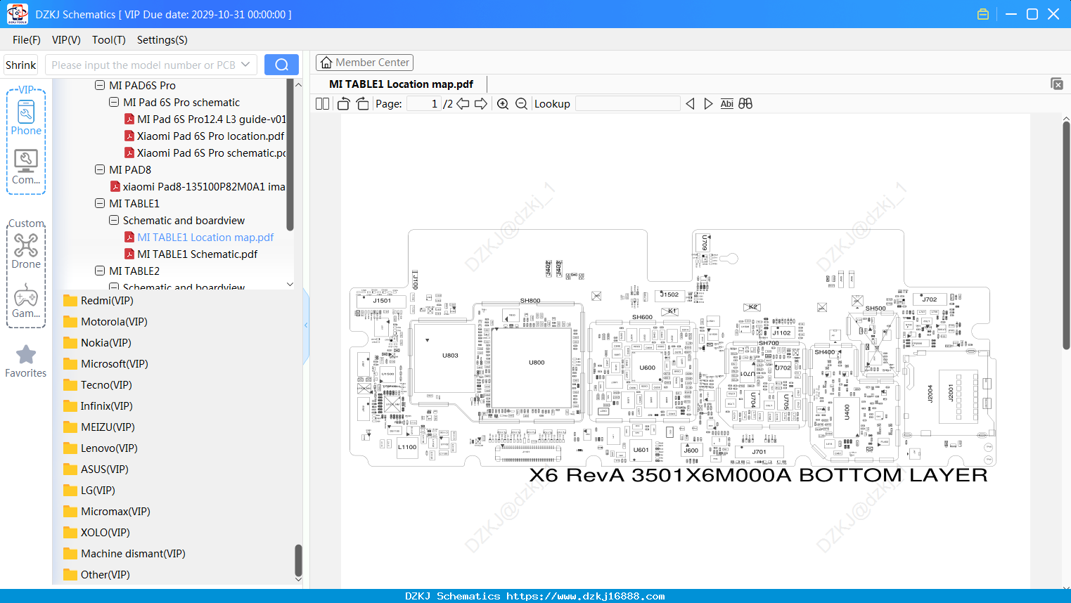 XiaoMi MI TABLE1 Location Map